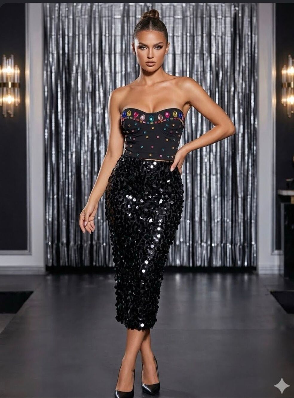 Vintage Jewel Embellished Bustier Top